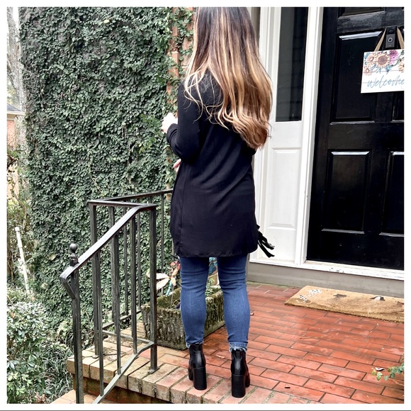 Fabulous Draped Fringe Cardigan with side Button - Picture 12 of 14